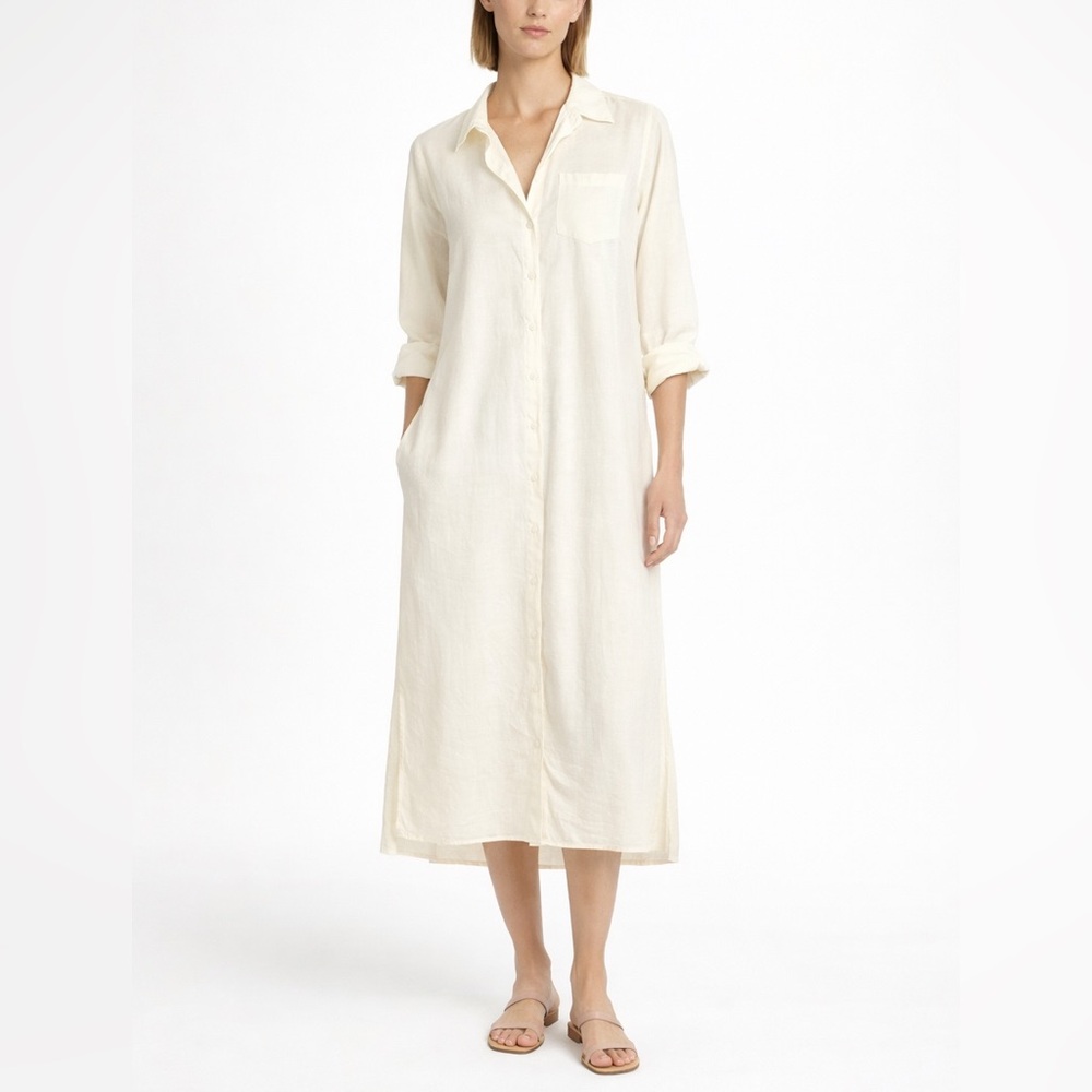 We Wore What Cream Collared Midi Dress